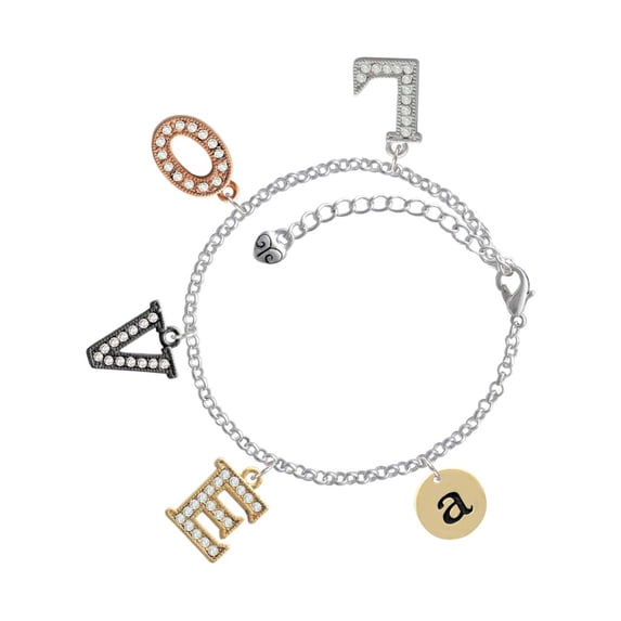Delight Jewelry Goldtone Disc 1/2'' Initial - a - Multi-Colored Crystal Love Charm Bracelet
