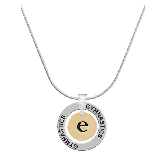 Delight Jewelry Goldtone Disc 1/2'' Initial - e - Gymnastics Ring Charm Necklace, 18"