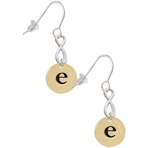 Delight Jewelry Goldtone Disc 1/2'' Initial - e - Silver tone Infinity French Earrings