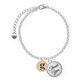 thumbnail image 1 of Delight Jewelry Goldtone Disc 1/2'' Initial - g - Domed Thank You Charm Bracelet, 6"+2", 1 of 5