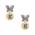 thumbnail image 1 of Delight Jewelry Goldtone Disc 1/2'' Initial - g - Silvertone Antiqued Butterfly Post Earrings, 1 of 4
