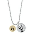 thumbnail image 1 of Delight Jewelry Goldtone Disc 1/2'' Initial - h - Silvertone Script Initial Disc - Y - Charm Necklace, 20"+3", 1 of 4