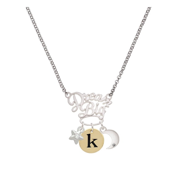 Delight Jewelry Goldtone Disc 1/2'' Initial - k - Silvertone Dream Big Pendant Necklace, 25"