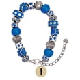 thumbnail image 1 of Delight Jewelry Goldtone Disc 1/2'' Initial - l - Blue Paw Print Bead Bracelet, 7"+2", 1 of 4