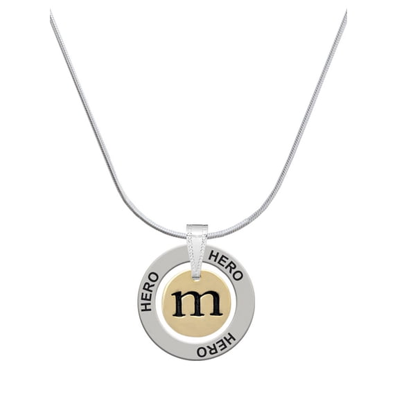 Delight Jewelry Goldtone Disc 1/2'' Initial - m - Hero Ring Charm Necklace, 18"