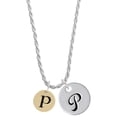 thumbnail image 1 of Delight Jewelry Goldtone Disc 1/2'' Initial - p - Silvertone Script Initial Disc - P - Charm Necklace, 20"+3", 1 of 4