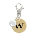 thumbnail image 1 of Delight Jewelry Goldtone Disc 1/2'' Initial - w - - Silvertone Clip on Charm with Clear Crystal Drop, 1 of 5