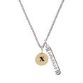 thumbnail image 1 of Delight Jewelry Goldtone Disc 1/2'' Initial - x - Silvertone Courage Strength Wisdom Honesty Bar Charm Necklace, 23", 1 of 4