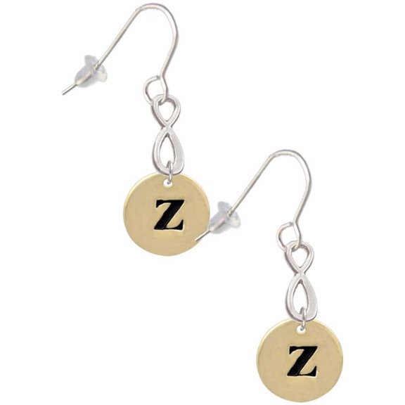 Delight Jewelry Goldtone Disc 1/2'' Initial - z - Silver tone Infinity French Earrings