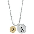 thumbnail image 1 of Delight Jewelry Goldtone Disc 1/2'' Number - 2 - Silvertone Script Initial Disc - S - Charm Necklace, 20"+3", 1 of 4