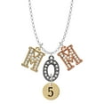 thumbnail image 1 of Delight Jewelry Goldtone Disc 1/2'' Number - 5 - Multi-Colored Crystal Mom Charm Necklace, 1 of 5