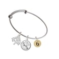 thumbnail image 1 of Delight Jewelry Goldtone Disc 1/2'' Number - 6 - Silvertone Let Things Go Tree Charm Bangle Bracelet, 1 of 4