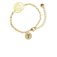 thumbnail image 1 of Delight Jewelry Goldtone Disc 1/2'' Number - 7 - Gold-tone Flower Link Chain Bracelet, 6.75"+2" Extender, 1 of 4