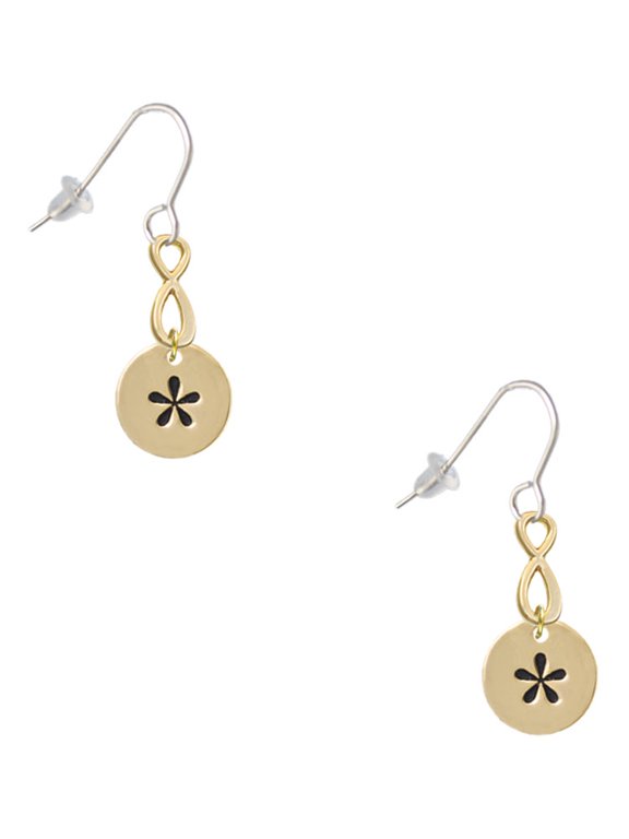 Goldtone Disc 1/2'' - Symbol - Asterisk - * - Gold Tone Infinity French Earrings