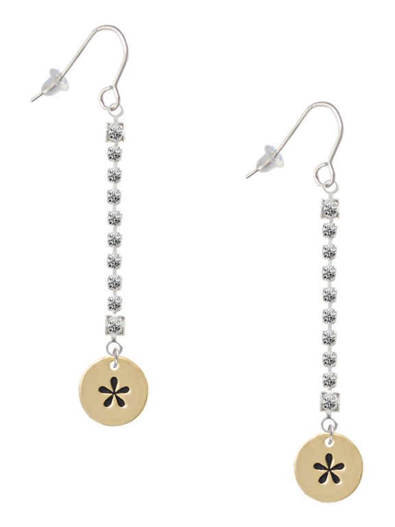 Goldtone Disc 1/2'' - Symbol - Asterisk - * - Silver-tone Long Sparkle Dangle French Earrings