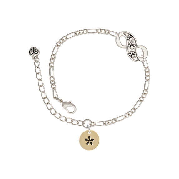 Delight Jewelry Goldtone Disc 1/2'' - Symbol - Asterisk - * - Silver-tone Paw Infinity Link Chain Bracelet, 6"+2" Extender