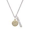 thumbnail image 1 of Delight Jewelry Goldtone Disc with Crystal Peace Sign Silvertone Live the Life You Have Imagined Bar Charm Necklace, 23", 1 of 4