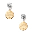 thumbnail image 1 of Delight Jewelry Goldtone Engraved Explore Dream Discover Large Clear Crystal Clip On Earrings, 1 of 4