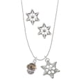 thumbnail image 1 of Delight Jewelry Goldtone Fairy on Silvertone Hatched Background Spinner Silver tone Snowflake Charm Necklace and Stud Earrings, 1 of 4