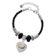 thumbnail image 1 of Delight Jewelry Goldtone 'Faith Rocks' on Clear Crystal Heart Aunt Celtic Knot Leather Bead Bracelet, 7"+2" Extender, 1 of 4