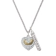 thumbnail image 1 of Delight Jewelry Goldtone 'Faith Rocks' on Clear Crystal Heart Silvertone Forever Bar Charm Necklace, 23", 1 of 4