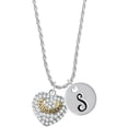 thumbnail image 1 of Delight Jewelry Goldtone 'Faith Rocks' on Clear Crystal Heart Silvertone Script Initial Disc - S - Charm Necklace, 20"+3", 1 of 4