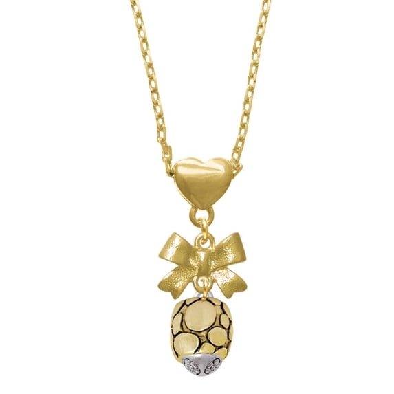 Delight Jewelry Goldtone Flat Pebbles Spinner Gold tone Heart Necklace