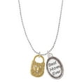 thumbnail image 1 of Delight Jewelry Goldtone Hammered Lock with Heart Crystals Best Mom Ever Charm Necklace, 1 of 4