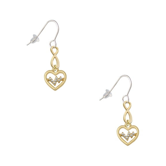 Delight Jewelry Goldtone Heart - Crystal Heartbeat Gold Tone Infinity French Earrings