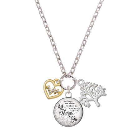 Delight Jewelry Goldtone Heart - Crystal Heartbeat Let Things Go Fall Zoey Charm Necklace, 28"