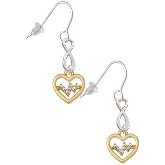 Delight Jewelry Goldtone Heart - Crystal Heartbeat Silver tone Infinity French Earrings