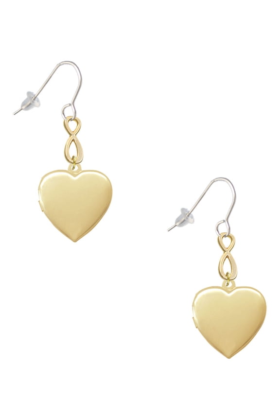 Goldtone Heart Locket - Gold Tone Infinity French Earrings