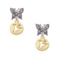 thumbnail image 1 of Delight Jewelry Goldtone Hummingbird Disc Silvertone Antiqued Butterfly Post Earrings, 1 of 4