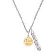 thumbnail image 1 of Delight Jewelry Goldtone I Love You Disc Silvertone Guardian Angel Bar Charm Necklace, 23", 1 of 4