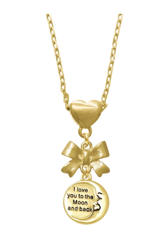 Goldtone I Love You to the Moon and Back Gold tone Heart Necklace