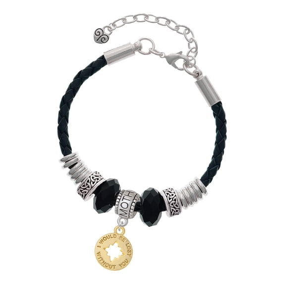 Delight Jewelry Goldtone I would be lost without you Mother Celtic Knot Leather Bead Bracelet, 7"+2" Extender