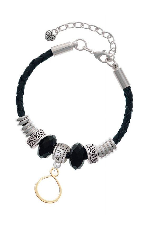 Goldtone Infinity Loop Aunt Celtic Knot Leather Bead Bracelet, 7"+2" Extender