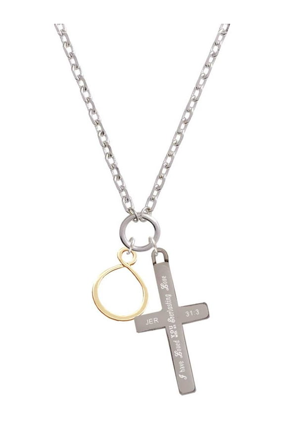 Goldtone Infinity Loop Everlasting Love Engraved Cross Zoey Necklace, 28"