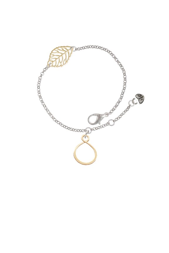 Goldtone Infinity Loop - Goldtone Leaf Delicate Bracelet, 6.25+1.75"