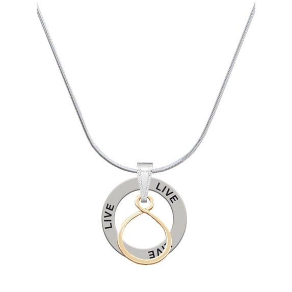 Delight Jewelry Goldtone Infinity Loop Live Ring Charm Necklace, 18"
