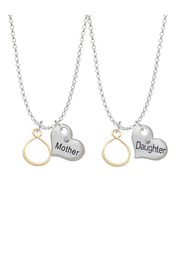 Goldtone Infinity Loop Mother & Daughter Heart Necklaces (Set of 2), 19"+2"