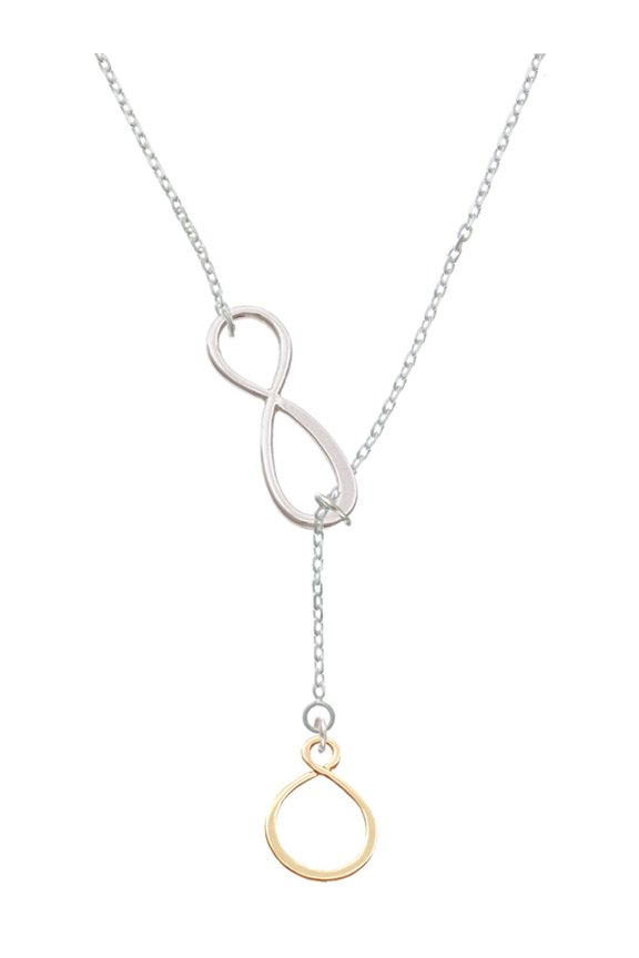 Goldtone Infinity Loop Silver tone Elegant Infinity Lariat Necklace