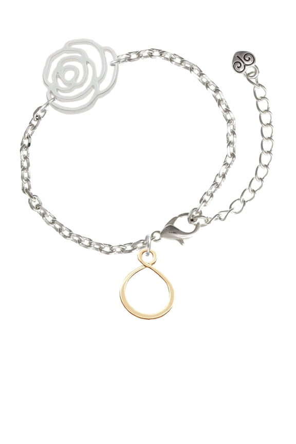 Goldtone Infinity Loop Silver-tone Flower Link Chain Bracelet, 6.75"+2" Extender