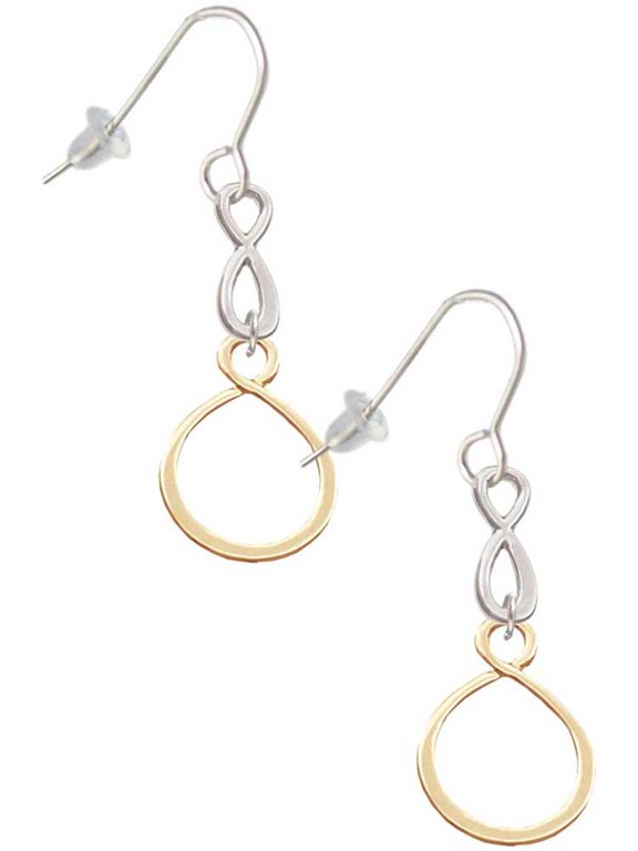 Goldtone Infinity Loop Silver tone Infinity French Earrings