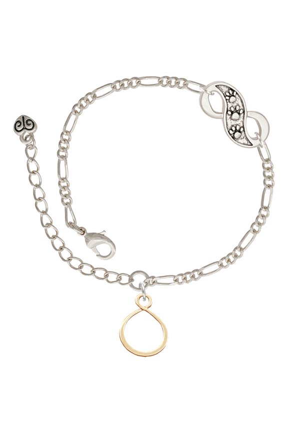 Goldtone Infinity Loop Silver-tone Paw Infinity Link Chain Bracelet, 6"+2" Extender