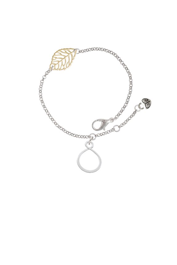 Goldtone Infinity Loop - Silvertone Leaf Delicate Bracelet, 6.25+1.75"