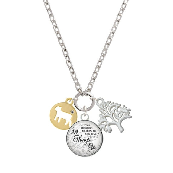 Delight Jewelry Goldtone Lamb Silhouette Let Things Go Fall Zoey Charm Necklace, 28"