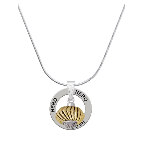 Delight Jewelry Goldtone Large Angled Rope Spinner Hero Ring Charm Necklace, 18"