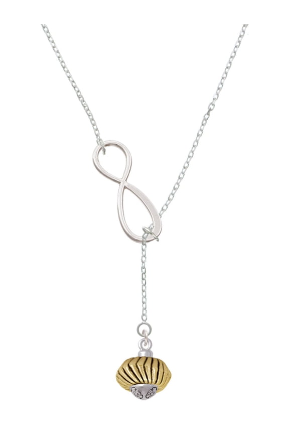 Goldtone Large Angled Rope Spinner Silver tone Elegant Infinity Lariat Necklace