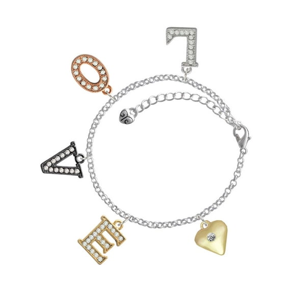 Delight Jewelry Goldtone Large April - Clear Crystal Heart Multi-Colored Crystal Love Charm Bracelet